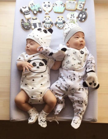 范瑋琪雙胞胎兒子滿3個月 穿熊貓服近照超可愛